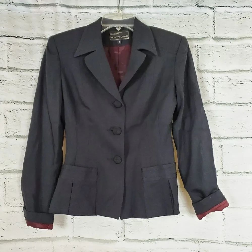 Nanette lepore black wool rayon blazer